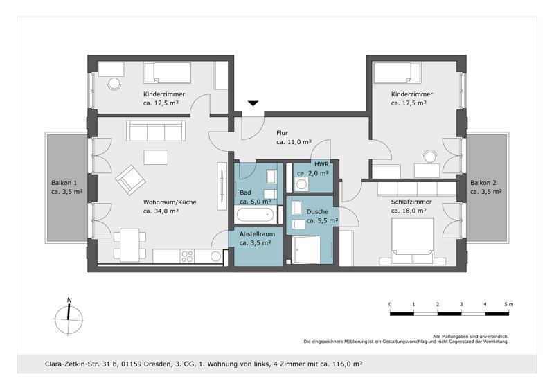 Neubau! 4-RaumWohnung mit zwei Balkonen!