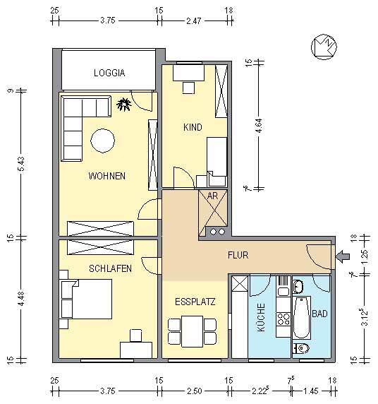 **MODERNISIERTE 3 Zimmer Wohnung MIT BALKON UND NEUEM WANNENBAD**