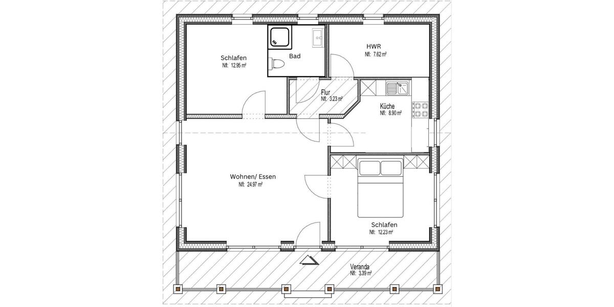 Etagenwohnung Emstek - 3 Zimmer, 75 m&sup2;, 1.100&euro; | Angebot:25223173