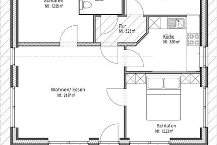 Wohnung Emstek - 3 Zimmer, 75 m&sup2;, 1.100&euro; | Angebot:25223173