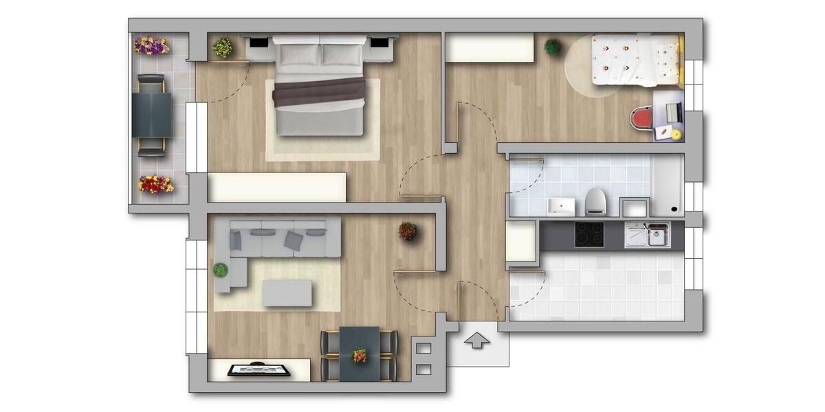 Etagenwohnung Seeland Gatersleben - 3 Zimmer, 59 m&sup2;, 342&euro; | Angebot:25900171
