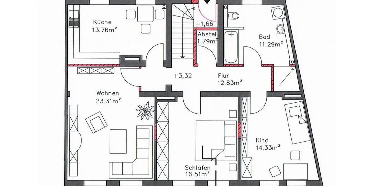 Etagenwohnung Zörbig - 3 Zimmer, 97 m&sup2;, 680&euro; | Angebot:26576542