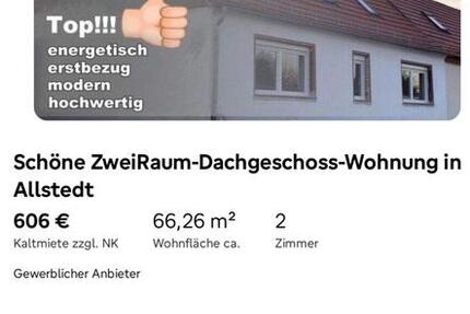 Wohnung Allstedt - 2 Zimmer, 66 m&sup2;, 606&euro; | Angebot:26612271