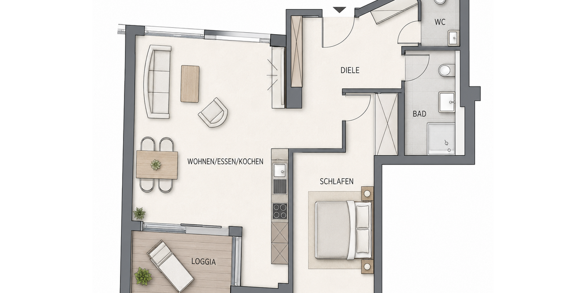 Etagenwohnung Albstadt-Tailfingen Tailfingen - 2 Zimmer, 62 m&sup2;, 937&euro; | Angebot:27107854
