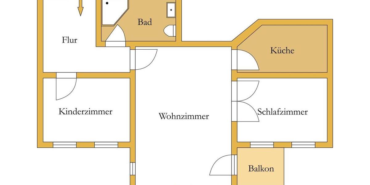 Etagenwohnung Köthen (Anhalt) - 3 Zimmer, 84 m&sup2;, 595&euro; | Angebot:25977962