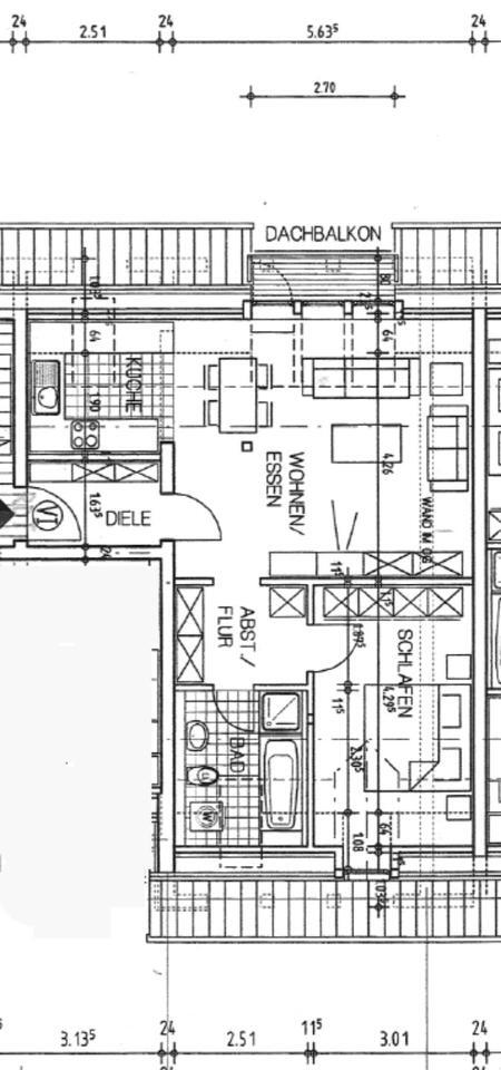 Uffenheim: Helle 2-Zimmer-DG-Wohnung mit Dachbalkon