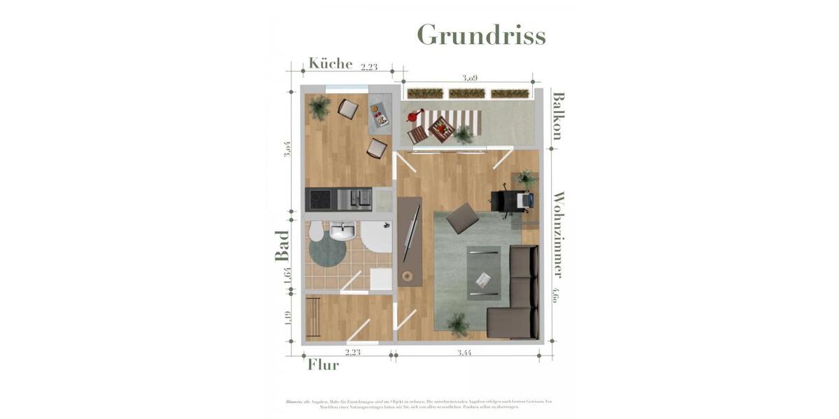 Erdgeschoßwohnung Köthen (Anhalt) - 1 Zimmer, 30 m&sup2;, 197&euro; | Angebot:26669489