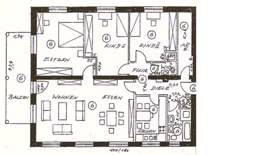 Etagenwohnung Detmold - 4 Zimmer, 129 m&sup2;, 1.150&euro; | Angebot:26386958
