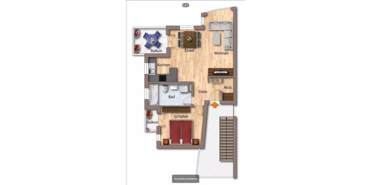 2-Zimmer Wohnung EBK 2 Balkone Tageslichtbad Tiefgarage ab 01.02. 2 zimmer