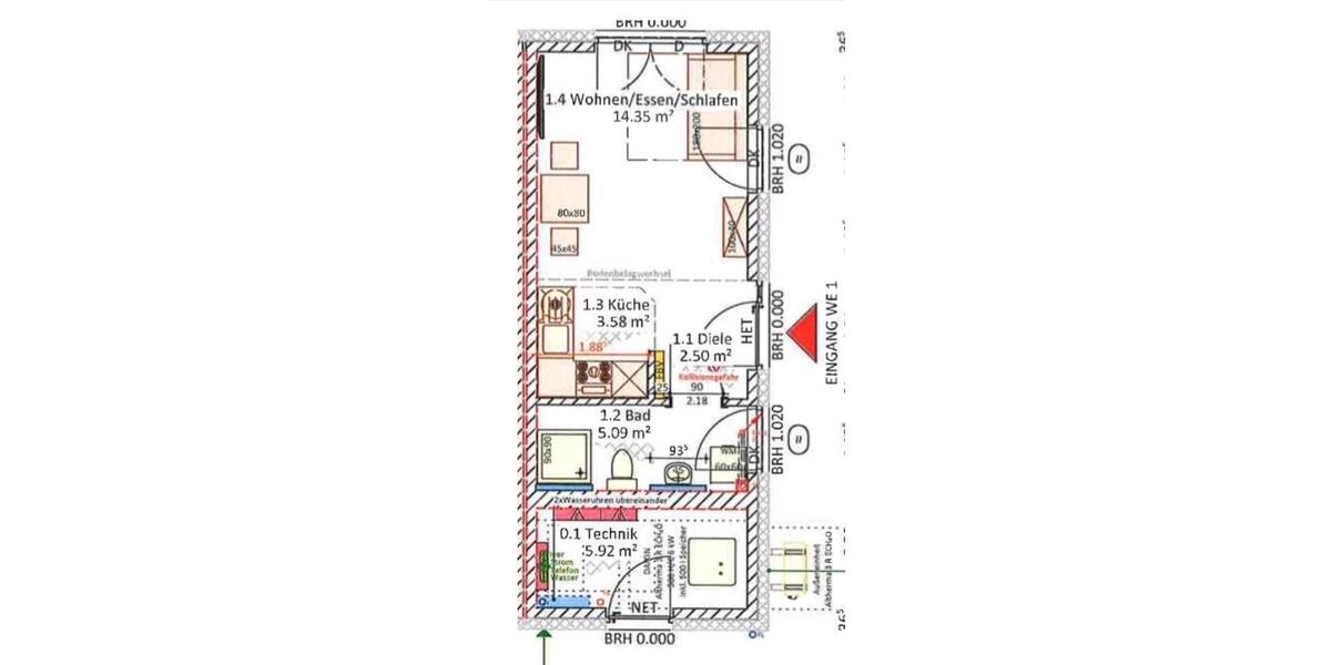 Erdgeschoßwohnung Hamburg Wandsbek - 1 Zimmer, 20 m&sup2;, 800&euro; | Angebot:26649015