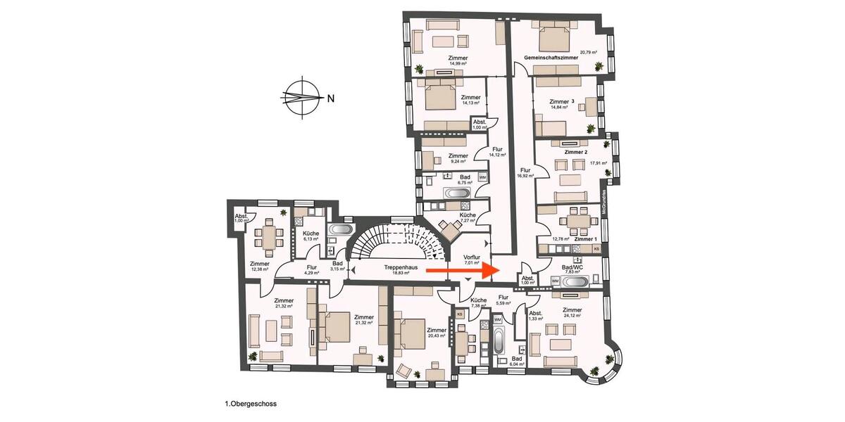 Etagenwohnung Greifswald - 4 Zimmer, 91 m&sup2;, 600&euro; | Angebot:26563576