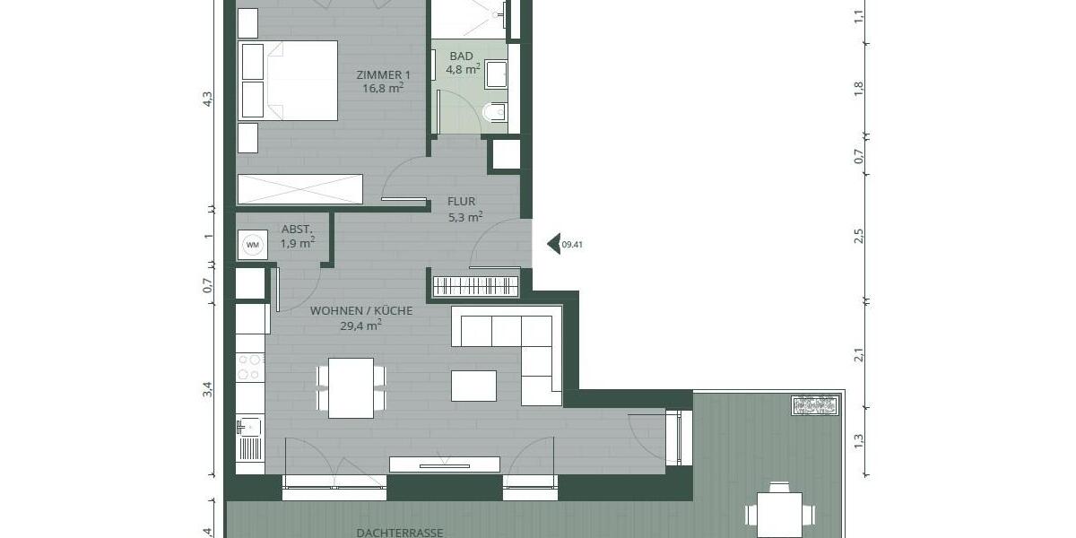 Dachgeschoßwohnung Hamburg Stellingen - 2 Zimmer, 65 m&sup2;, 1.525&euro; | Angebot:26026594