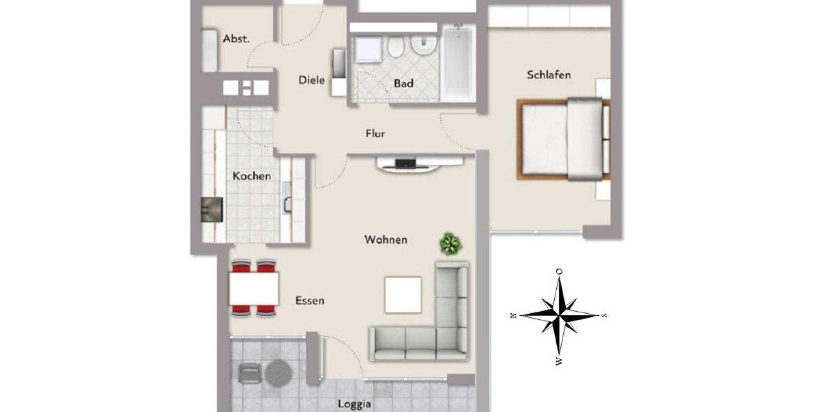 Etagenwohnung Roth - 2.5 Zimmer, 67 m&sup2;, 830&euro; | Angebot:26256513