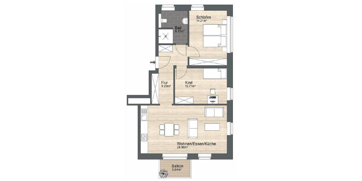 Etagenwohnung Münster Münster-Südost - 3 Zimmer, 73 m&sup2;, 1.520&euro; | Angebot:26699643
