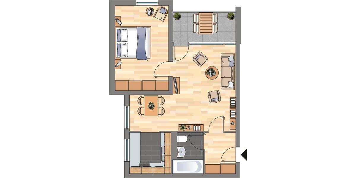 Etagenwohnung Wuppertal Gemarkung Vohwinkel - 2 Zimmer, 51 m&sup2;, 419&euro; | Angebot:26677438