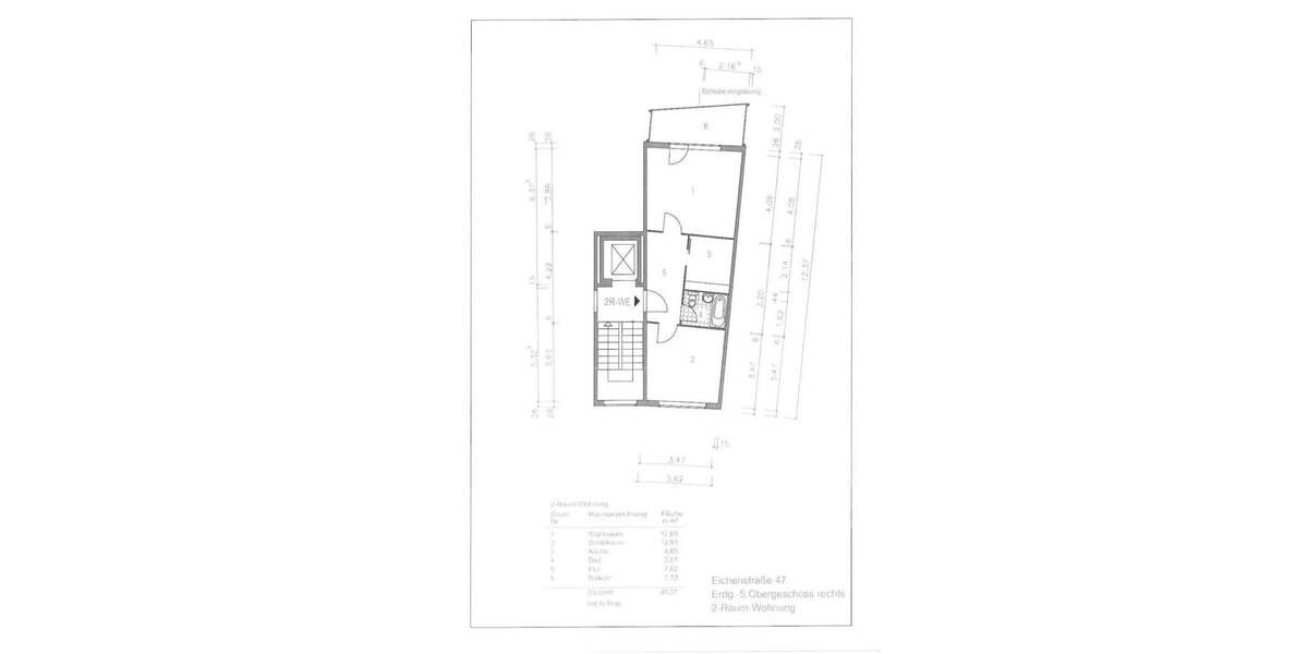 Etagenwohnung Gera Lusan - 2 Zimmer, 50 m&sup2;, 295&euro; | Angebot:24972127