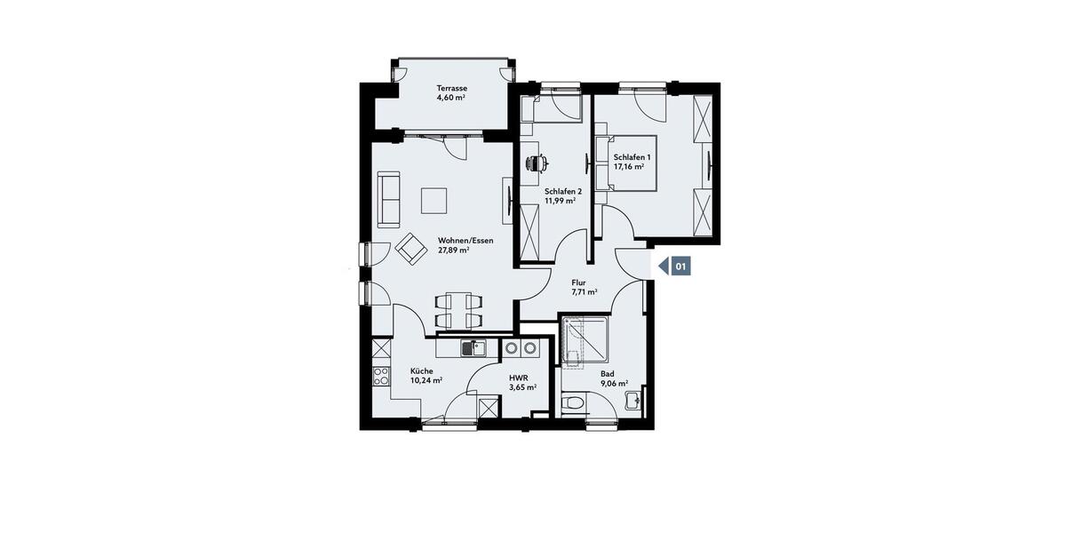 Etagenwohnung Bremen Hemelingen - 3 Zimmer, 93 m&sup2;, 1.535&euro; | Angebot:26338621