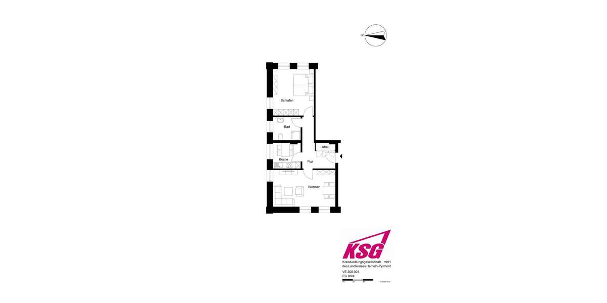 Etagenwohnung Coppenbrügge - 2 Zimmer, 65 m&sup2;, 369&euro; | Angebot:25898779