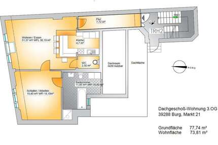Wohnung Burg - 2 Zimmer, 74 m&sup2;, 499&euro; | Angebot:26738086