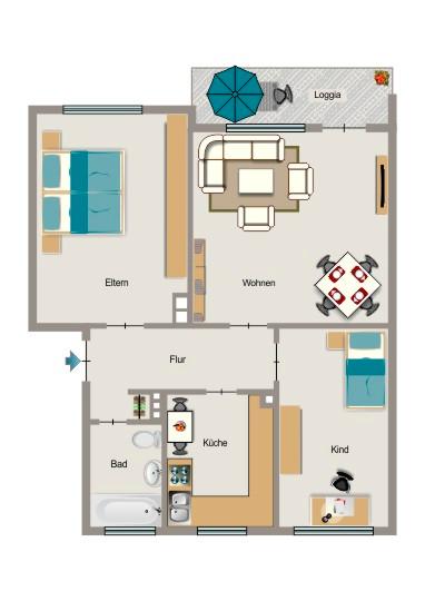 Erdgeschoßwohnung Duisburg Walsum - 3.5 Zimmer, 57 m&sup2;, 478&euro; | Angebot:26656405