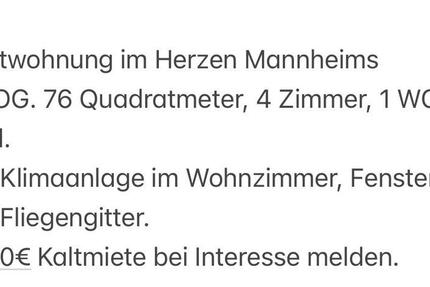 Wohnung Mannheim - 4 Zimmer, 76 m&sup2;, 1.300&euro; | Angebot:27599752