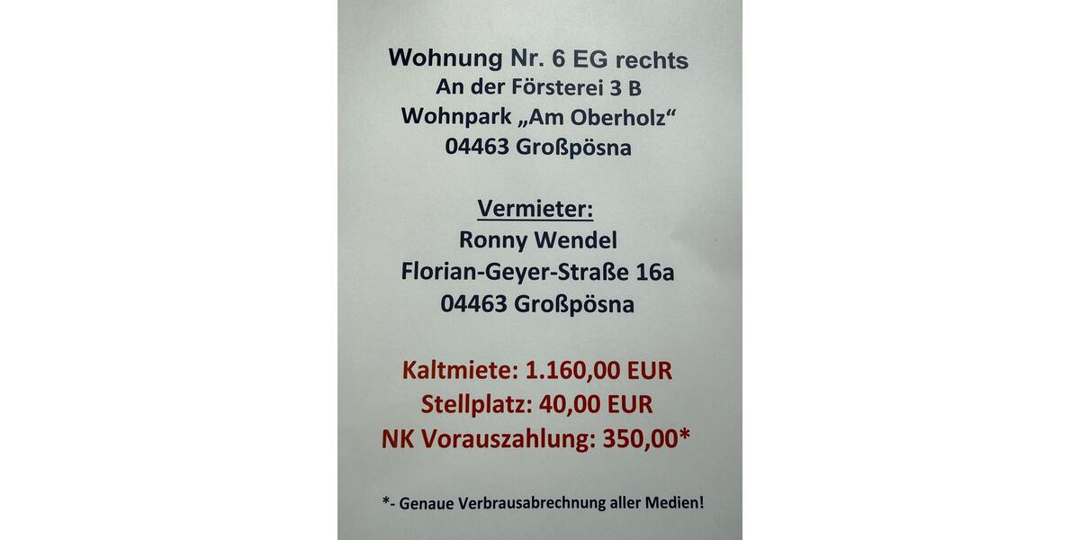 Erdgeschoßwohnung Großpösna - 3 Zimmer, 115 m&sup2;, 1.160&euro; | Angebot:26214255