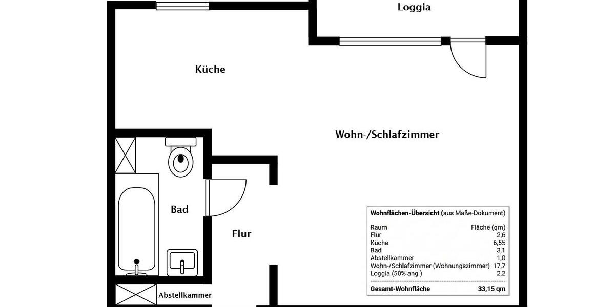 Etagenwohnung Frankfurt am Main Ost - 1 Zimmer, 33 m&sup2;, 745&euro; | Angebot:26639045
