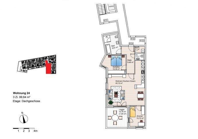 Etagenwohnung Lauchringen Unterlauchringen - 3 Zimmer, 99 m&sup2;, 1.275&euro; | Angebot:26191069