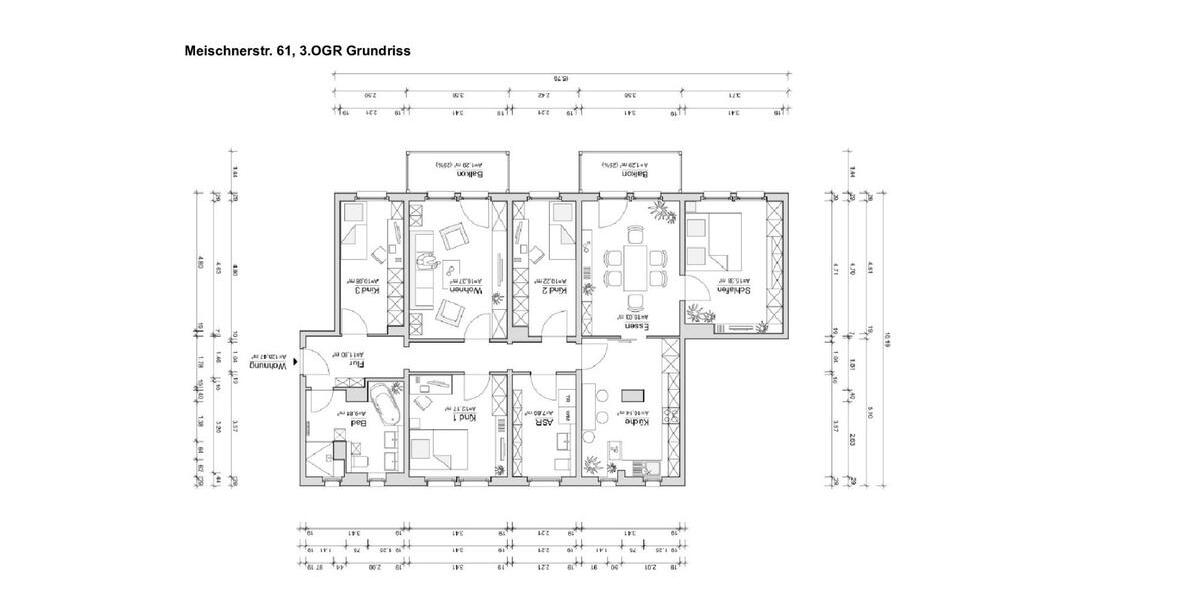 5-Raum-Etagenwohnung mit Aussicht und 2 Balkonen, Meichnerstraße 61 5 zimmer