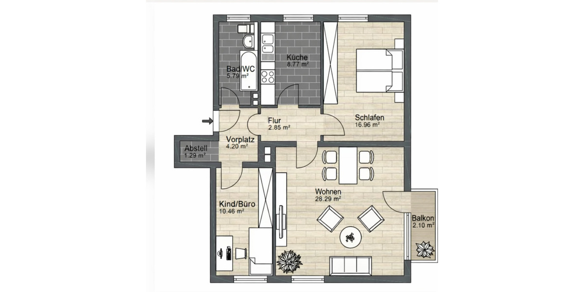 Etagenwohnung Freilassing - 3 Zimmer, 80 m&sup2;, 1.110&euro; | Angebot:25224640