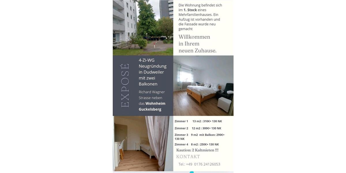Etagenwohnung Saarbrücken West - 4 Zimmer, 74 m&sup2;, 250&euro; | Angebot:25968192