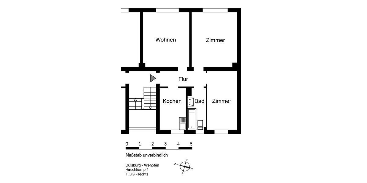 Etagenwohnung Duisburg Hamborn - 3.5 Zimmer, 57 m&sup2;, 499&euro; | Angebot:26683849