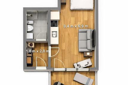 Wohnung Crimmitschau - 1 Zimmer, 32 m&sup2;, 220&euro; | Angebot:25639185