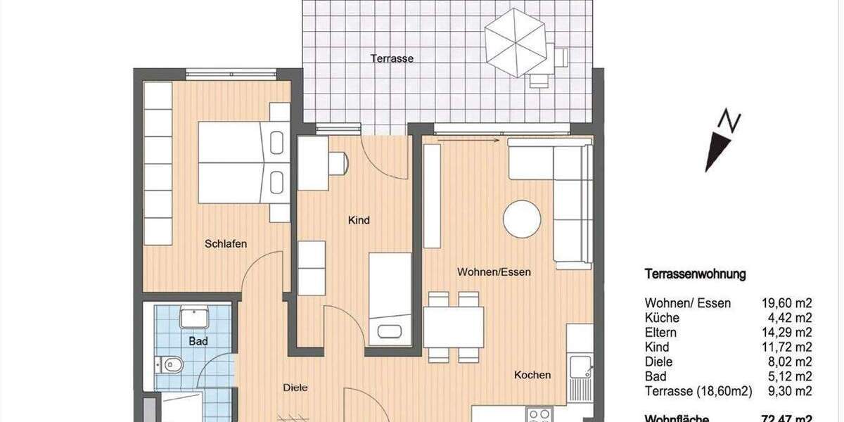 Terrassenwohnung Garmisch-Partenkirchen Partenkirchen - 3 Zimmer, 72 m&sup2;, 1.670&euro; | Angebot:25703916