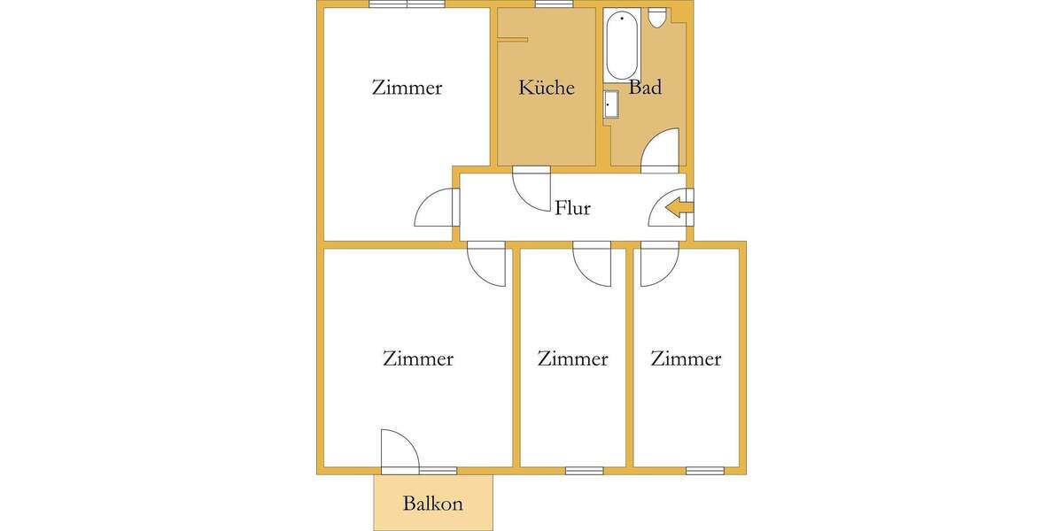 Etagenwohnung Köthen (Anhalt) Köthen - 4 Zimmer, 68 m&sup2;, 395&euro; | Angebot:25665492