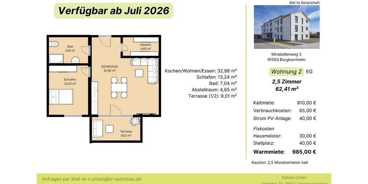 Erdgeschoßwohnung Burgbernheim - 2 Zimmer, 59 m&sup2;, 770&euro; | Angebot:26478241