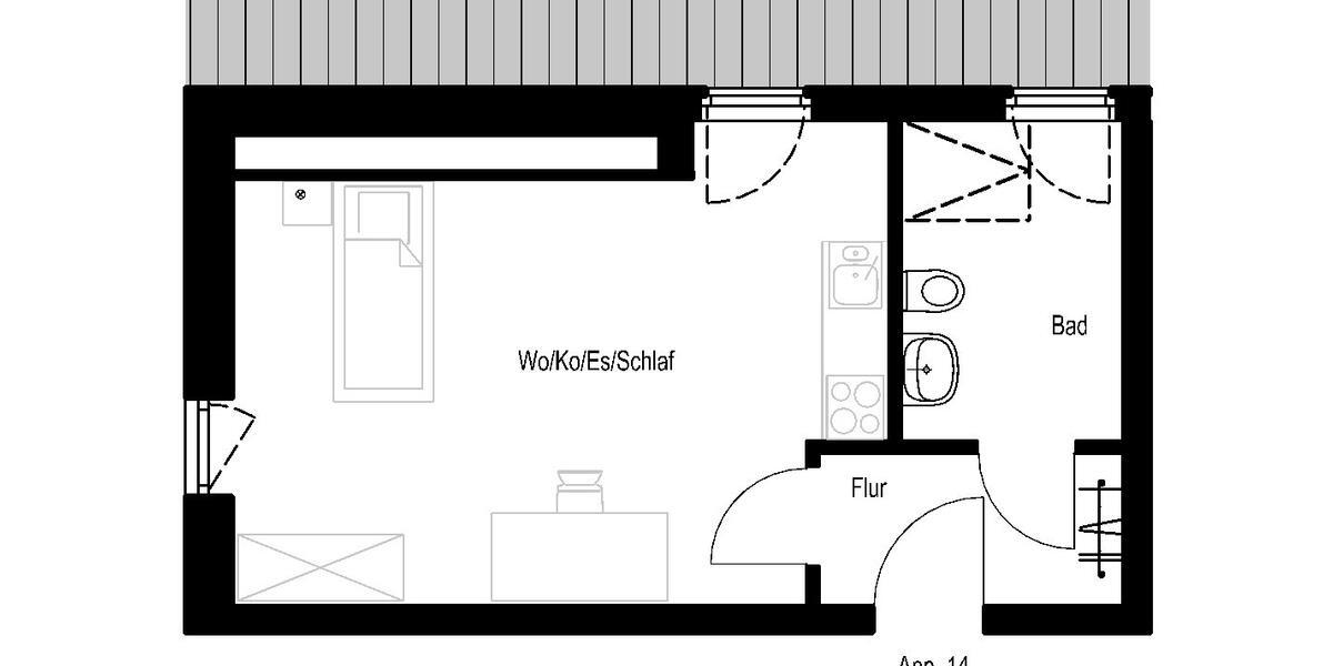 Dachgeschoßwohnung Eching - 1 Zimmer, 29 m&sup2;, 860&euro; | Angebot:26036105