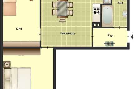 Wohnung Duisburg Huckingen - 2 Zimmer, 51 m&sup2;, 469&euro; | Angebot:25233932