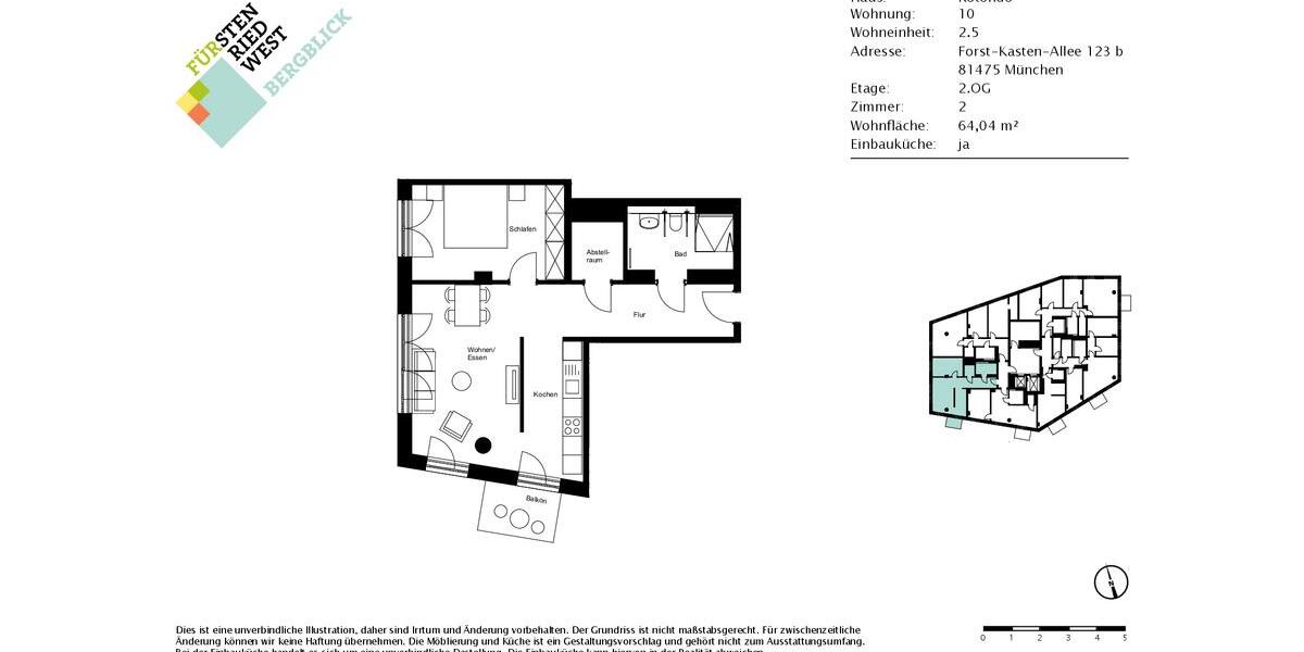 Etagenwohnung München Thalkirchen-Obersendling-Forstenried-Fürstenried-S - 2 Zimmer, 64 m&sup2;, 1.570&euro; | Angebot:25791168