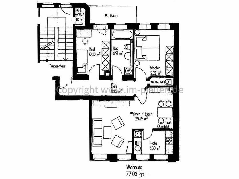 Plauen-Haselbrunn: 3-Zimmer-Wohnung mit Balkon, EBK & Gäste-WC im EG