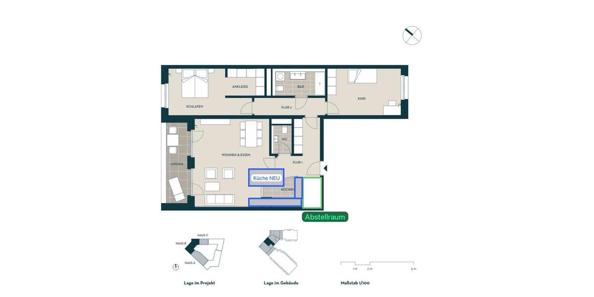 Etagenwohnung Regensburg Kumpfmühl - 3 Zimmer, 105 m&sup2;, 2.000&euro; | Angebot:26120684