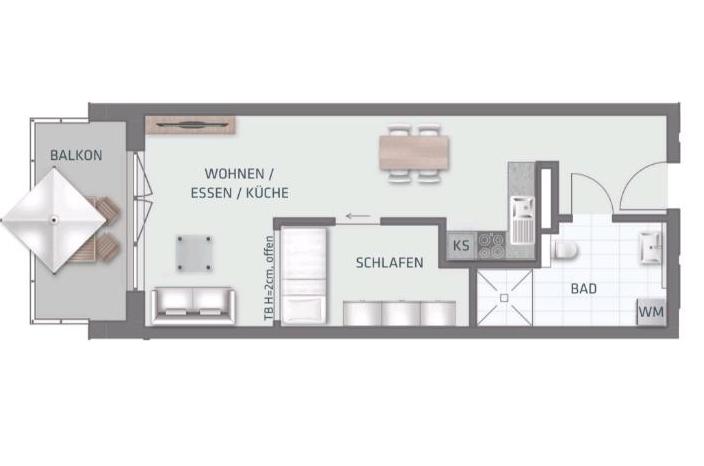 Erstbezug 1,5-ZKB Wohnung 1.OG im Betreuten Wohnen in Wehringen 1.5 zimmer