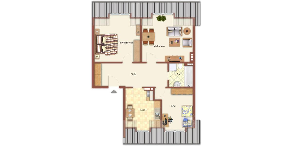 Dachgeschoßwohnung Mönchengladbach Nord - 3 Zimmer, 68 m&sup2;, 659&euro; | Angebot:26624219