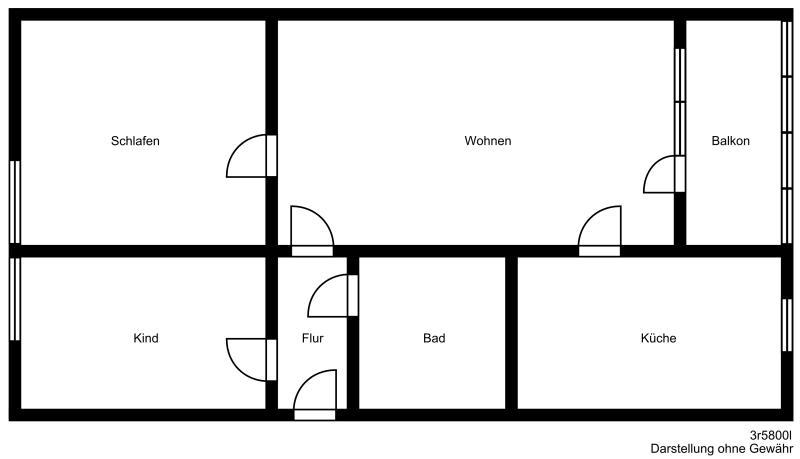 Etagenwohnung Köthen (Anhalt) - 3 Zimmer, 58 m&sup2;, 320&euro; | Angebot:24698922