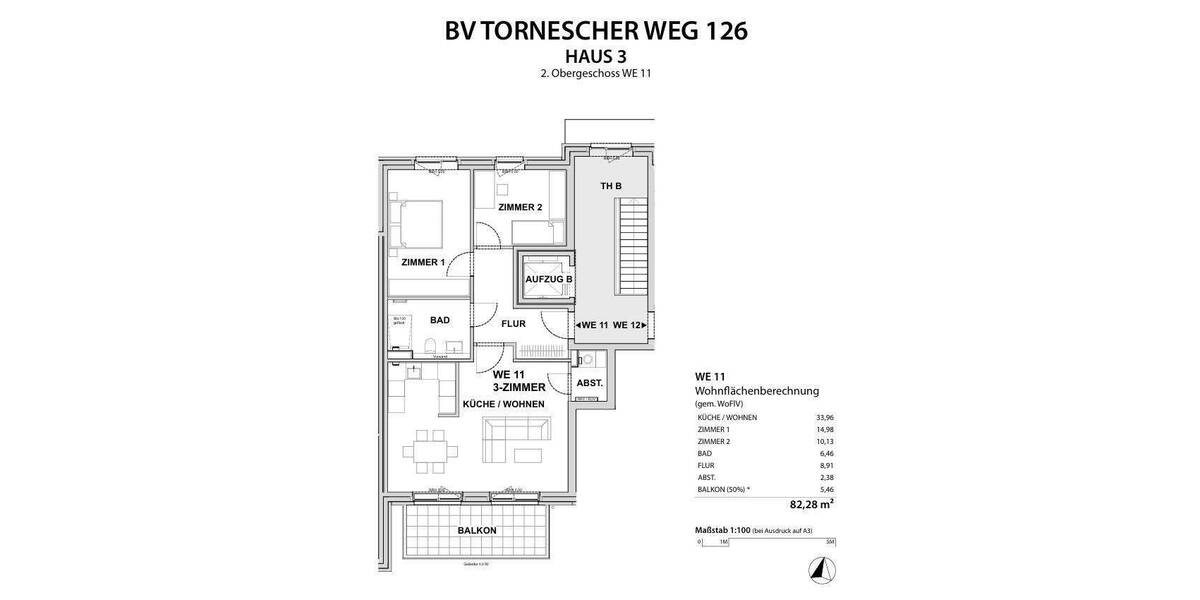 Etagenwohnung Uetersen - 3 Zimmer, 82 m&sup2;, 1.150&euro; | Angebot:24833390
