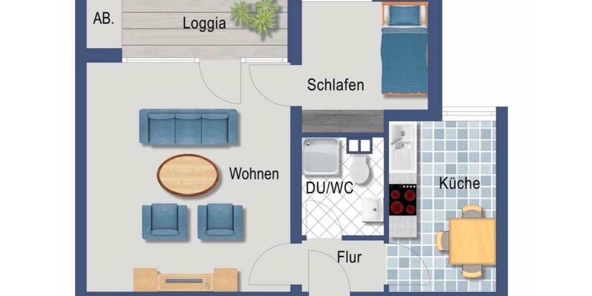 Hochparterre Dortmund Huckarde - 2 Zimmer, 45 m&sup2;, 460&euro; | Angebot:26692007