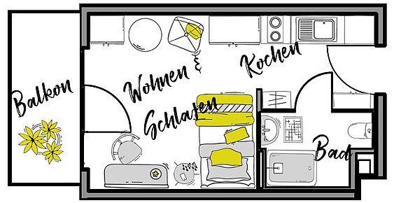 Wohnen auf Zeit Darmstadt Darmstadt-West - 15 Zimmer, 24 m&sup2;, 760&euro; | Angebot:26677600