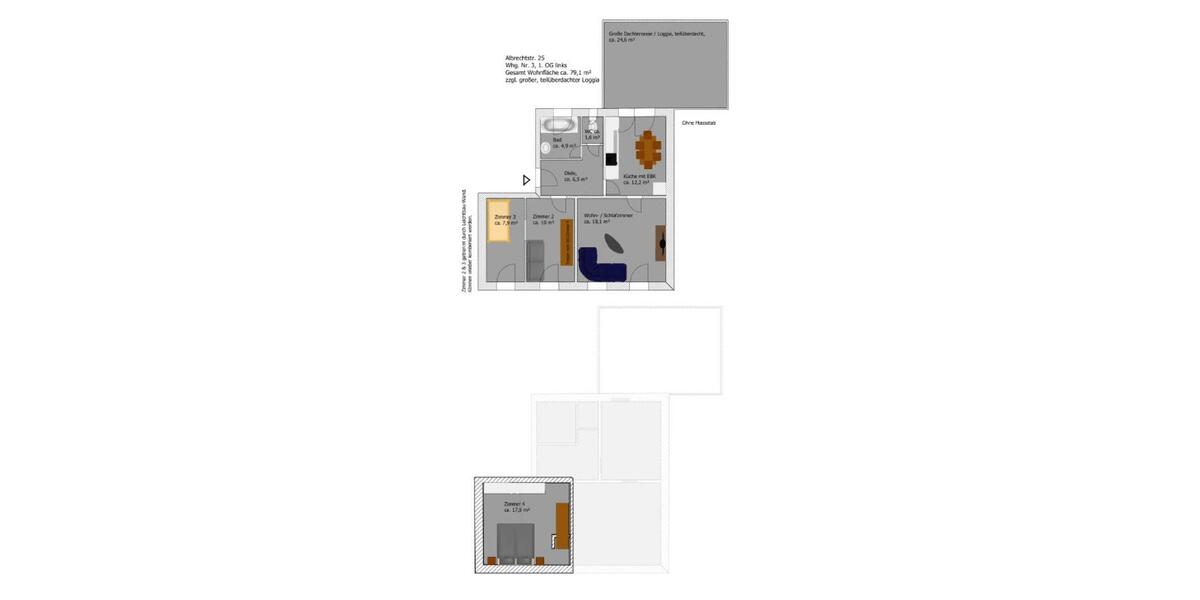 Etagenwohnung Solingen Mitte - 3.5 Zimmer, 79 m&sup2;, 660&euro; | Angebot:25892853