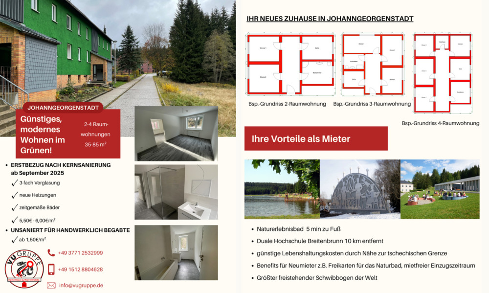 Etagenwohnung Johanngeorgenstadt - 3 Zimmer, 65 m&sup2;, 360&euro; | Angebot:26389545