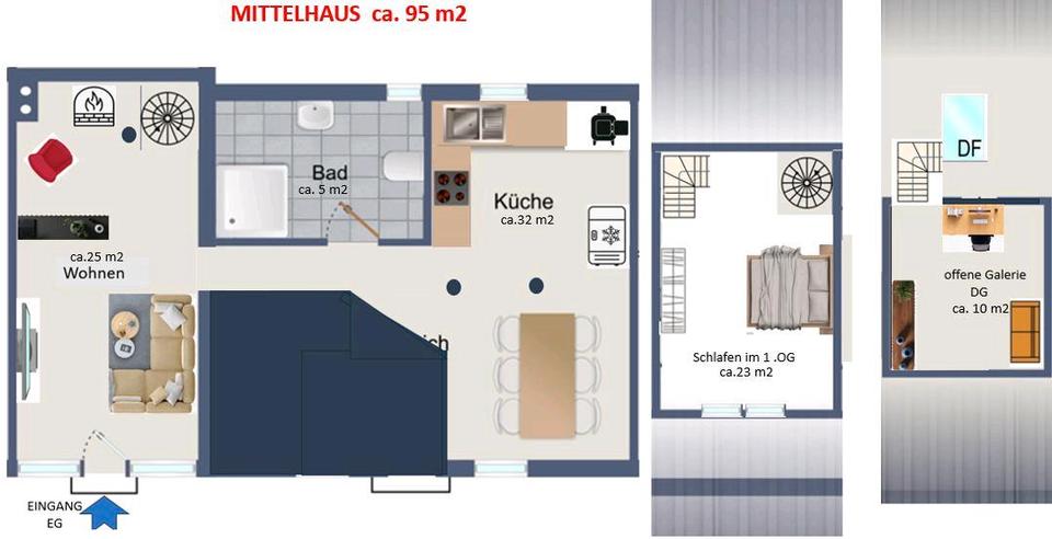 95 m2 Reihenmittel fachwerk Haus Loft Atelier Garten Mitbenutzung 3 zimmer